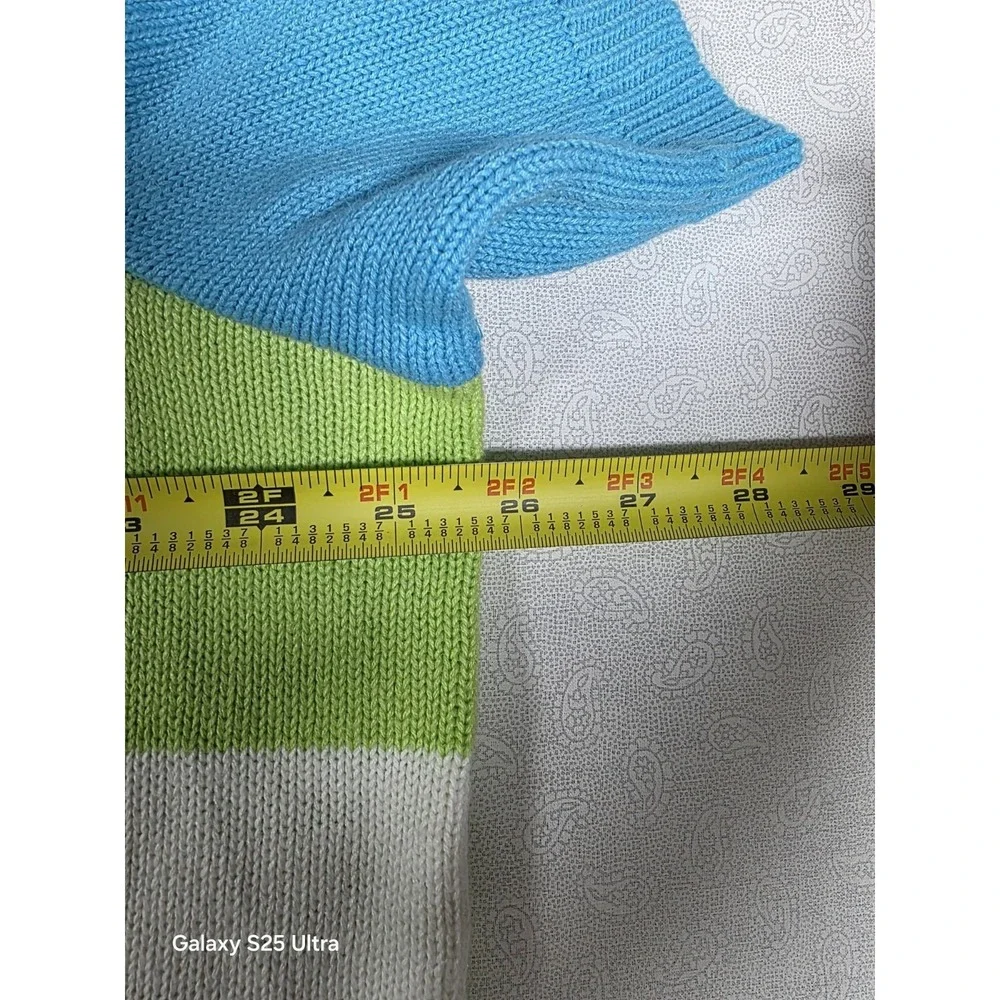 Breckenridge‎ Women 2X Palm Tree Short Sleeve Knit Cardigan Blue Green Tropical